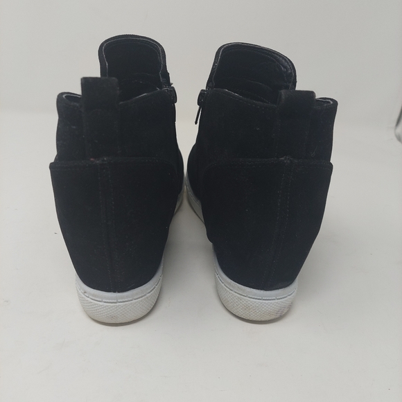 Outwoods Hide-1 Black Faux Suede Hi Top Platform Wedge Fashion Sneakers  Size 8 - Picture 4 of 11